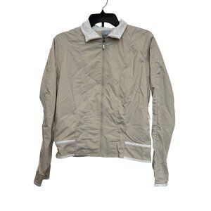 Nike Beige Tan Full Zip Womens Jacket Size M Lightweight Polyester Casual Style